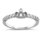 Crown Ring Round Cubic Zirconia 925 Sterling Silver Choose Color