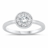 Fashion Ring Round Cubic Zirconia 925 Sterling Silver Choose Color