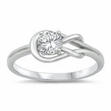 Tangled Knot Infinity Ring Round Cubic Zirconia 925 Sterling Silver Choose Color