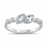 Fashion Ring Marquise Round Cubic Zirconia 925 Sterling Silver