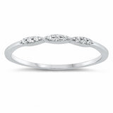 Fashion Petite Dainty Band Ring Round Cubic Zirconia 925 Sterling Silver Choose Color