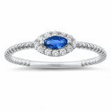 Fashion Ring Braided Cable Band Marquise Simulated Blue Sapphire Round Cubic Zirconia 925 Sterling Silver Choose Color