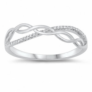 Twisted Infinity Ring Round Cubic Zirconia 925 Sterling Silver Choose Color