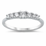 7-Stone Bar Half Eternity Band Round Cubic Zirconia 925 Sterling Silver Choose Color