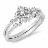 Engagement Bridal Set Round Simulated Cubic Zirconia 925 Sterling Silver