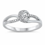 Knot Crisscross Ring Round Cubic Zirconia 925 Sterling Silver Choose Color
