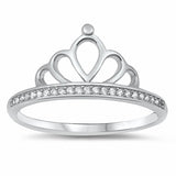 Crown Ring King Crown Round Cubic Zirconia 925 Sterling Silver Choose Color