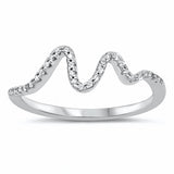 Wave Ring Round Cubic Zirconia 925 Sterling Silver Choose Color