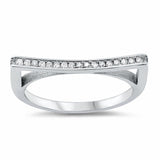 Bar Ring Round Cubic Zirconia 925 Sterling Silver Choose Color