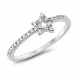 Star Ring Open Round Cubic Zirconia Solid 925 Sterling Silver Choose Color