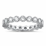 Full Eternity Crown Stackable Band Ring Round 925 Sterling Silver