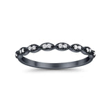 Art Deco Half Eternity Band Ring Round Simulated CZ 925 Sterling Silver