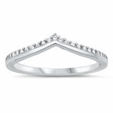 Chevron Midi V Ring Round Cubic Zirconia 925 Sterling Silver Choose Color