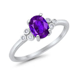 Oval Art Deco Wedding Engagement Ring Round Simulated Cubic Zirconia 925 Sterling Silver