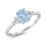 Oval Art Deco Wedding Engagement Ring Round Simulated Cubic Zirconia 925 Sterling Silver