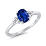 Oval Art Deco Wedding Engagement Ring Round Simulated Cubic Zirconia 925 Sterling Silver