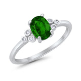 Oval Art Deco Wedding Engagement Ring Round Simulated Cubic Zirconia 925 Sterling Silver