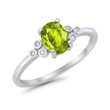 Oval Art Deco Wedding Engagement Ring Round Simulated Cubic Zirconia 925 Sterling Silver