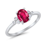 Oval Art Deco Wedding Engagement Ring Round Simulated Cubic Zirconia 925 Sterling Silver