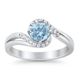 Swirl Wedding Engagement Ring Round Simulated Cubic Zirconia 925 Sterling Silver