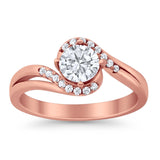 Swirl Wedding Engagement Ring Round Simulated Cubic Zirconia 925 Sterling Silver
