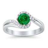 Swirl Wedding Engagement Ring Round Simulated Cubic Zirconia 925 Sterling Silver