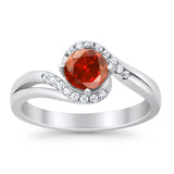 Swirl Wedding Engagement Ring Round Simulated Cubic Zirconia 925 Sterling Silver