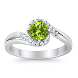 Swirl Wedding Engagement Ring Round Simulated Cubic Zirconia 925 Sterling Silver