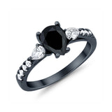 Art Deco Pear Wedding Ring Simulated Cubic Zirconia 925 Sterling Silver