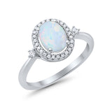 Art Deco Oval Wedding Engagement Ring Halo Round Simulated Cubic Zirconia 925 Sterling Silver