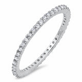 1.5mm Stackable Band Ring Full Eternity Round 925 Sterling Silver Choose Color