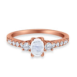 3-Stone Oval Simulated Moonstone 925 Sterling Silver Round Cubic Zirconia Choose Color