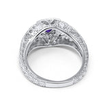Antique Style Wedding Ring Round Simulated Cubic Zirconia 925 Sterling Silver