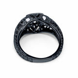 Antique Style Wedding Ring Round Simulated Cubic Zirconia 925 Sterling Silver
