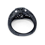Antique Style Wedding Ring Round Simulated Cubic Zirconia 925 Sterling Silver