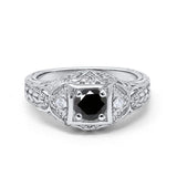 Antique Style Wedding Ring Round Simulated Cubic Zirconia 925 Sterling Silver