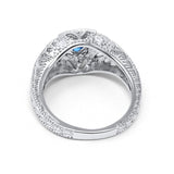 Antique Style Wedding Ring Round Simulated Cubic Zirconia 925 Sterling Silver