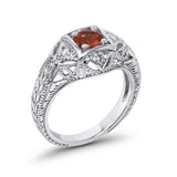 Antique Style Wedding Ring Round Simulated Cubic Zirconia 925 Sterling Silver