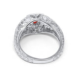 Antique Style Wedding Ring Round Simulated Cubic Zirconia 925 Sterling Silver