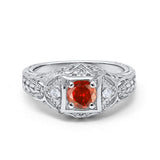 Antique Style Wedding Ring Round Simulated Cubic Zirconia 925 Sterling Silver