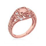 Antique Style Wedding Ring Round Simulated Cubic Zirconia 925 Sterling Silver