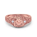 Antique Style Wedding Ring Round Simulated Cubic Zirconia 925 Sterling Silver