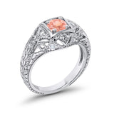 Antique Style Wedding Ring Round Simulated Cubic Zirconia 925 Sterling Silver