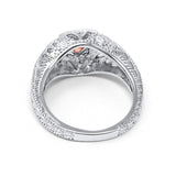 Antique Style Wedding Ring Round Simulated Cubic Zirconia 925 Sterling Silver