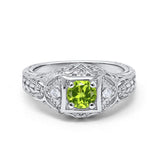Antique Style Wedding Ring Round Simulated Cubic Zirconia 925 Sterling Silver