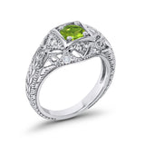 Antique Style Wedding Ring Round Simulated Cubic Zirconia 925 Sterling Silver