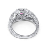 Antique Style Wedding Ring Round Simulated Cubic Zirconia 925 Sterling Silver