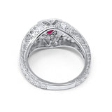 Antique Style Wedding Ring Round Simulated Cubic Zirconia 925 Sterling Silver