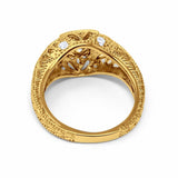 Antique Style Wedding Ring Round Simulated Cubic Zirconia 925 Sterling Silver