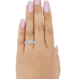 Antique Style Wedding Ring Round Simulated Cubic Zirconia 925 Sterling Silver